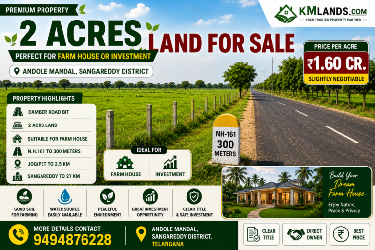 2 Acres Land for Sale in Andole | Damber Road Bit