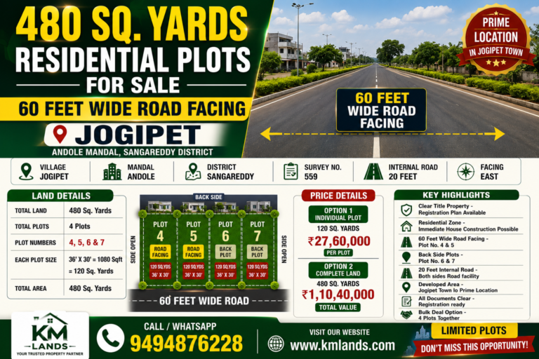 480 Square Yards plot For sale Jogipet