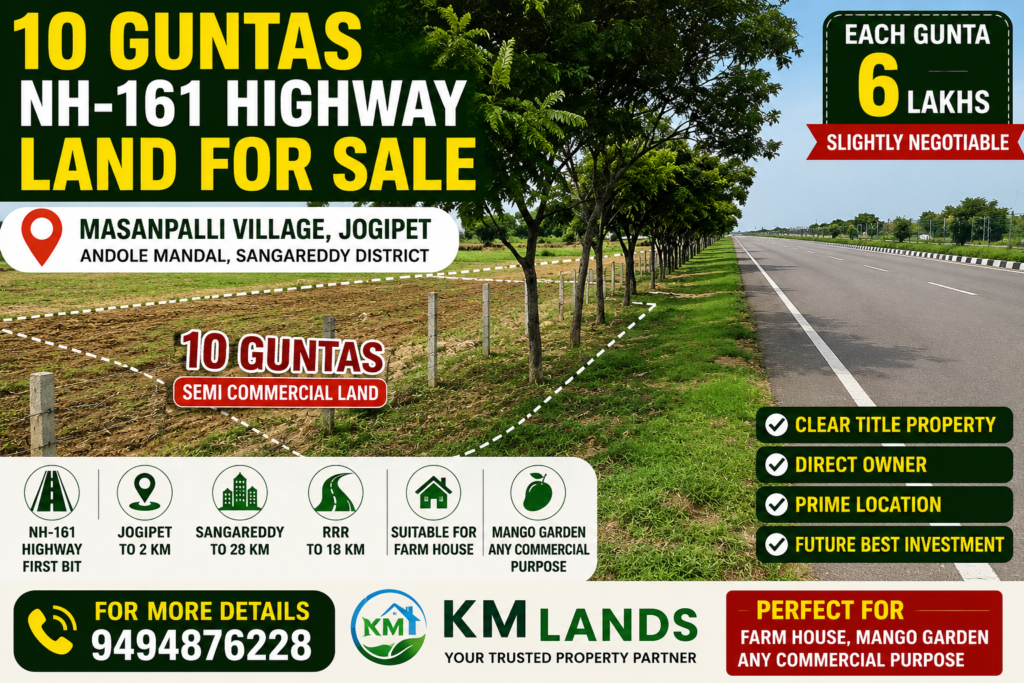 Highway Facing Land for Sale in Andole