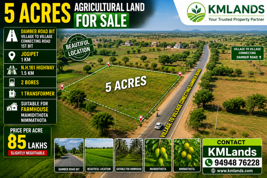 5 acras agriculture land damber road bit jogipet kmlands