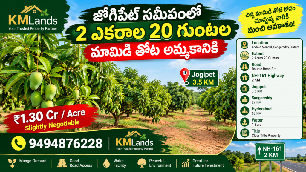 జోగిపేట్ సమీపంలో 2 ఎకరాల 20 గుంటల మామిడి తోట