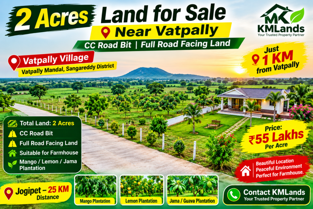 2 acrs land vatpalli village near by mainroad kmlands